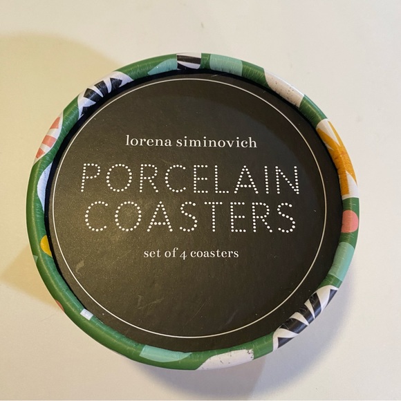 Lorena Siminovich set of 4 ceramic coasters floral pattern approx 3 1/2” NIP - Picture 5 of 11
